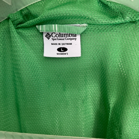 Columbia Plaid  Waterproof Rain Hoodie Jacket Med Light Green White Size L - Picture 15 of 16